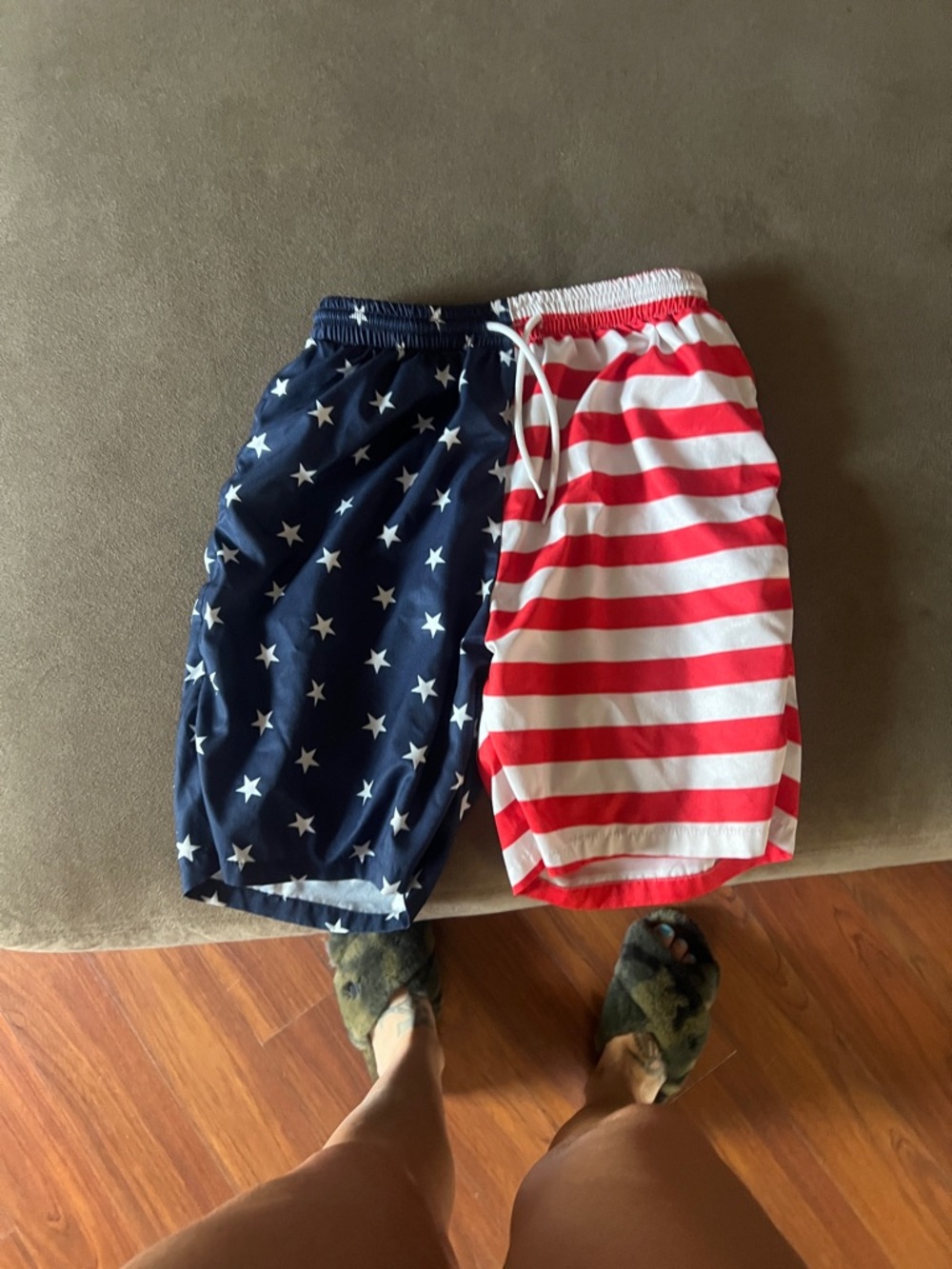 American flag board shorts